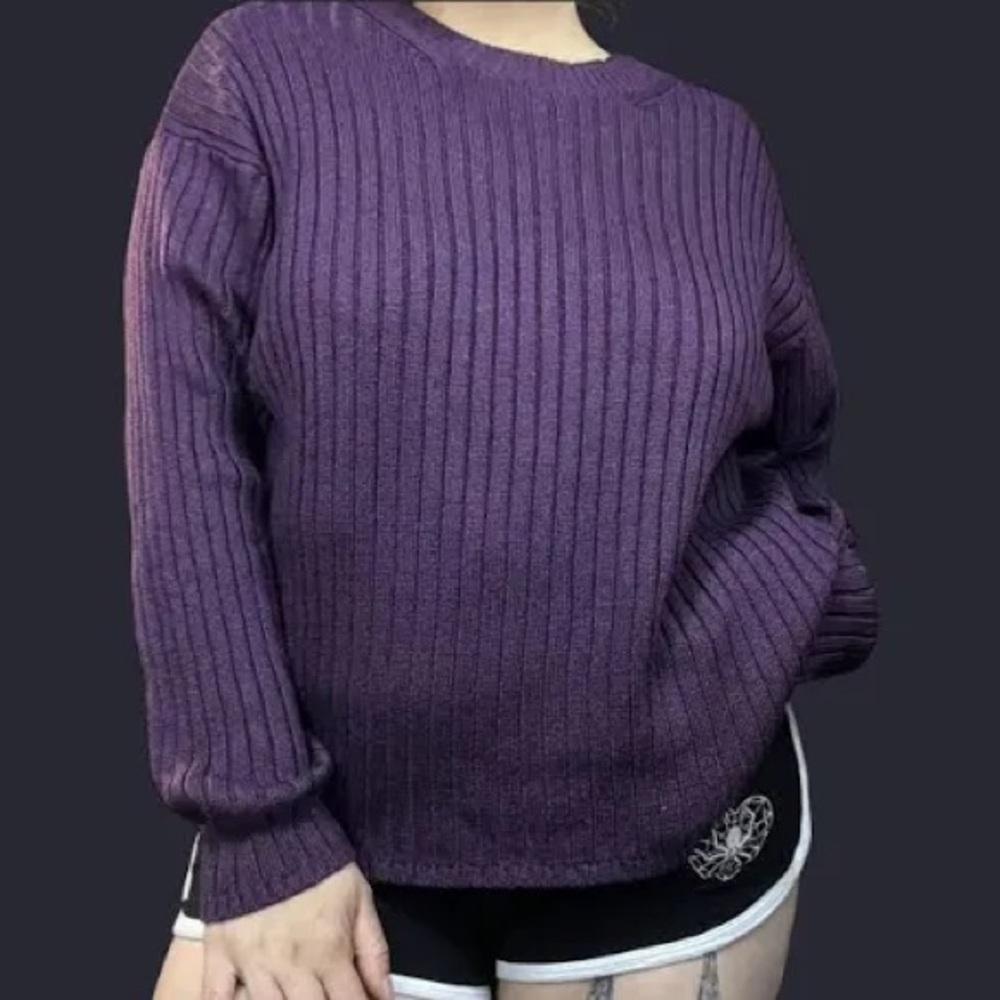Jessica Simpson Purple Ribbed Crew Neck Sweater